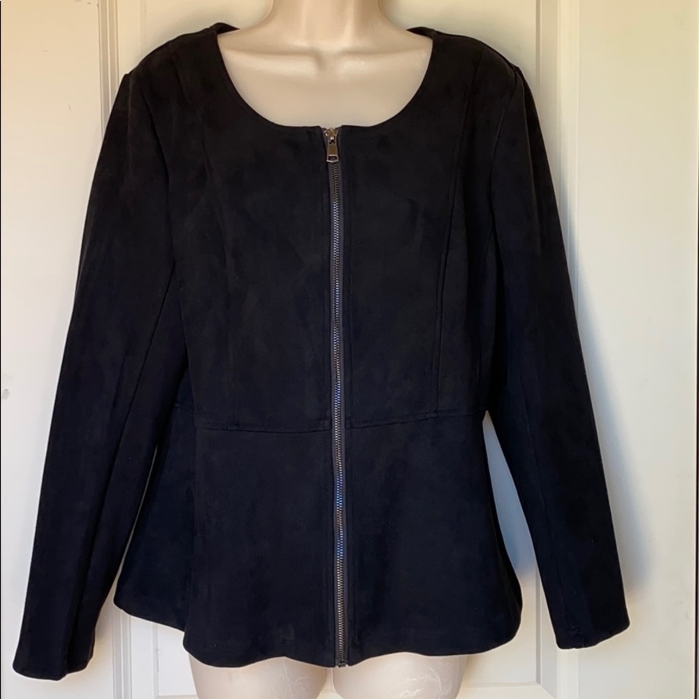 Solitaire by Ravikhosla black faux suede jacket M
